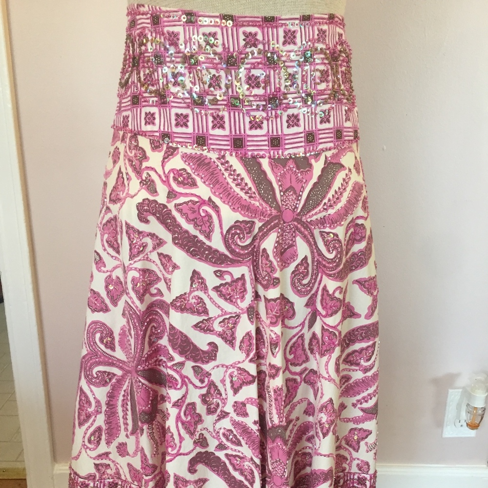 Haven Bleu Beaded Sequin Skirt